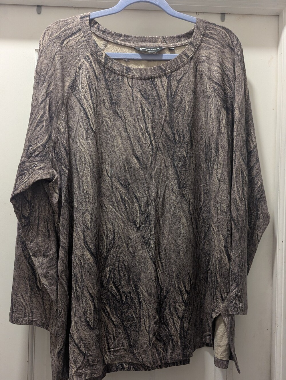 Relaxed Long Sleeve Tee - Taupe Marble Print